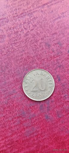 Эстония 20 сентов 1992