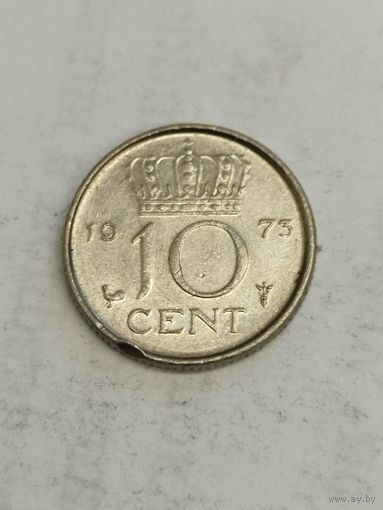 Нидерланды 10 центов 1973