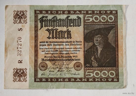 1922 год Германия 5000 марок