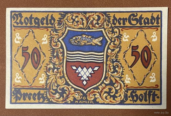 Нотгельд , 50 пфеннигов, Прец, 1921 год. Веймарская республика