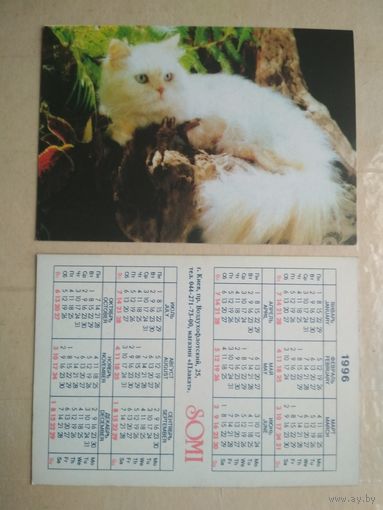Карманный календарик. Кошки . 1996 год