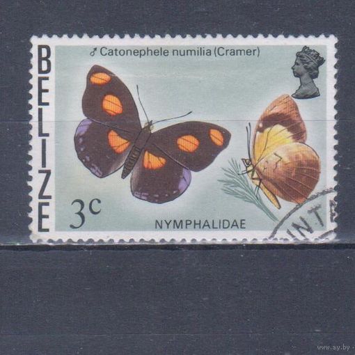 [1895] Белиз 1974. Фауна.Бабочка.3 с. Гашеная марка.