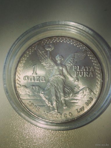 Монета Мексика,Либертад,серебро 999.9 пробы,унция 1985 г.
