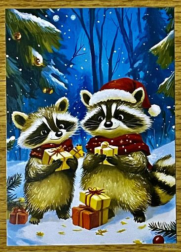 Открытка новогодняя чистая 10х15 см.