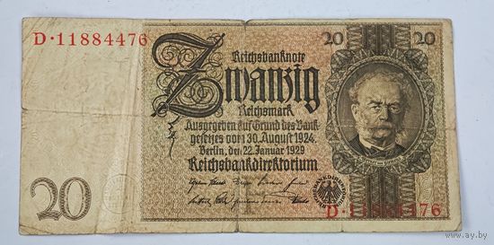 1929 год Германия 20 марок