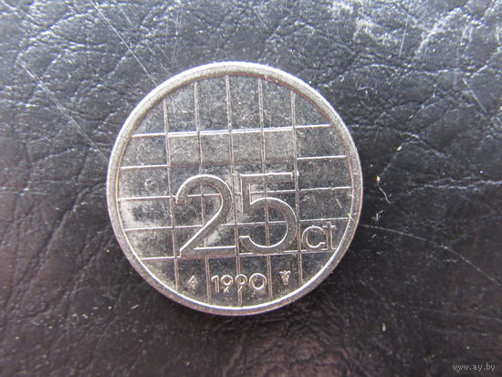 Нидерланды.25 цент.1990. С 20 копеек. Распродажа коллекции. Смотрите другие лоты.