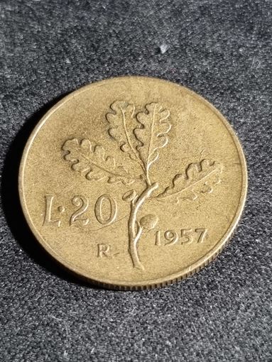 Италия 20 лир 1957