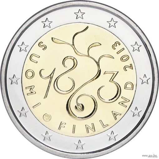2 евро 2013 Финляндия 150 лет проведения сейма 1863 UNC из ролла