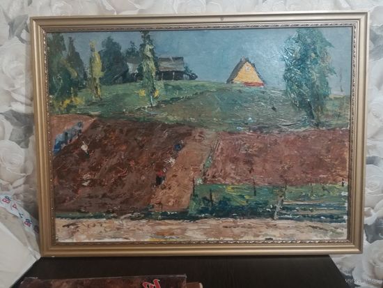 Довгялло Михаил Хрисанфович 1908-1978 (Член С/Х БССР) К/м  р50-70см "Уборка картофеля"1952г