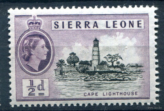 Британские колонии - Сьерра Леоне - 1956г. - королева Елизавета II, маяк, 1/2 P - 1 марка - MNH [Mi 176]. #3-WB-66-A-2