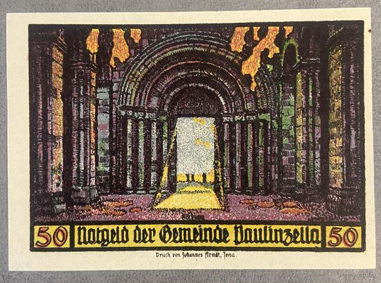 Нотгельд 50 пфеннигов 1922 год. Паулинцелла. Веймарская республика.