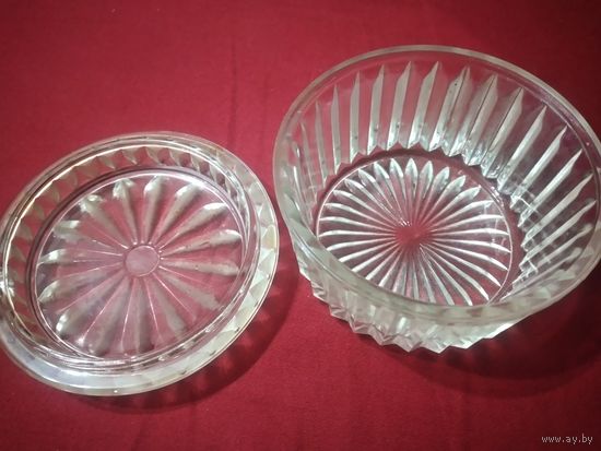 Сахарница винтажная, граненое  стекло, СССР 60-70годы