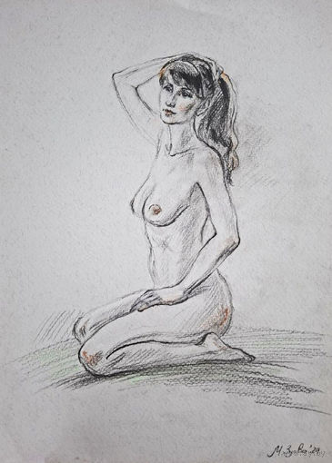 "Обнаженная сидящая" зарисовка а4