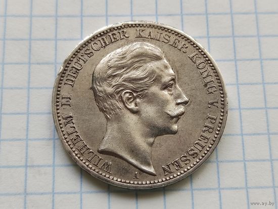 3 марки 1908, Пруссия, Вильгельм 2