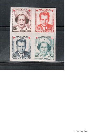 Монако-1949(Мих.397В-400В)  ** , Медицина, Красный Крест, Принц и Принцесса(2)