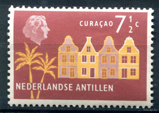Нидерландские Антильские острова - 1958/59г. - ландшафты, архитектура, 7 1/2 с - 1 марка - MNH, потрескавшийся клей [Mi 71]. #3-WB-93-A-1