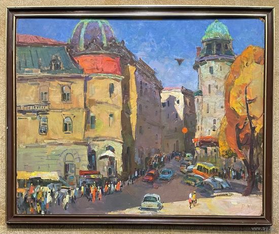 Кудревич Р.В. Народный художник;80/100см; "Городской пейзаж", ДВП, масло. 80х100 см.