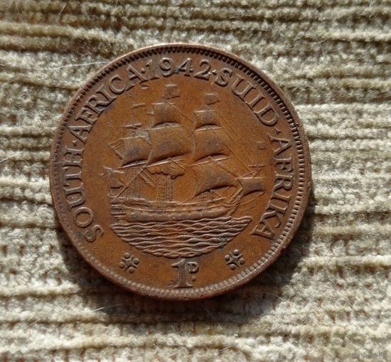 Werty71 ЮАР 1 пенни 1942  Южная Африка Корабль Георг 6