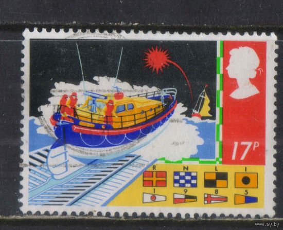 Великобритания 1985 EII Служба спасения на море Спасательная шлюпка направляется к парусной лодке сигнализирующей ракетами #1031
