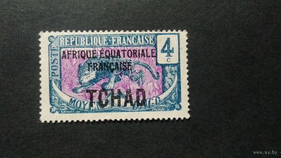 ФРАНЦИЯ.ЧАД ЭКВАТОРИАЛЬНАЯ АФРИКА \607фе\ 1924 леопард. надпечатка