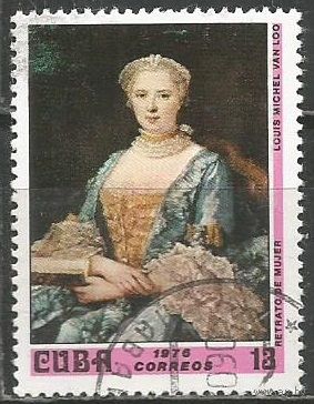 Куба. Картины из Национального музея. М.Ван Лоо. Сидящая женщина. 1976г. Mi#2107.