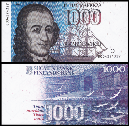 [КОПИЯ] Финляндия 1000 марок 1986 (водяной знак)