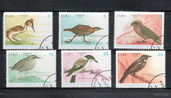 Куба-1990,(Мих.3406-3411) гаш.,  Фауна, Птицы (полная серия)