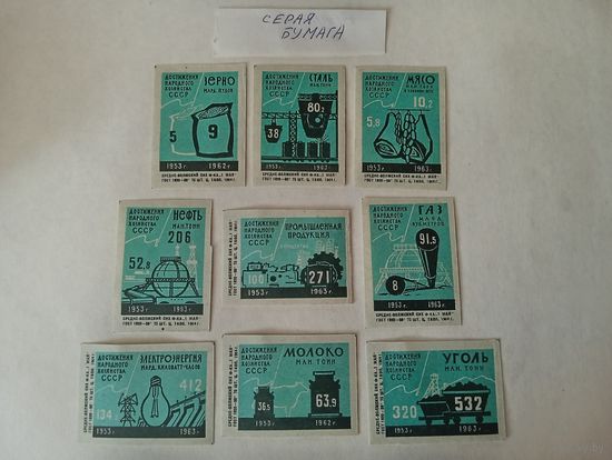 Спичечные этикетки ф. 1 Мая. Достижения народного хозяйства СССР. 1964 год