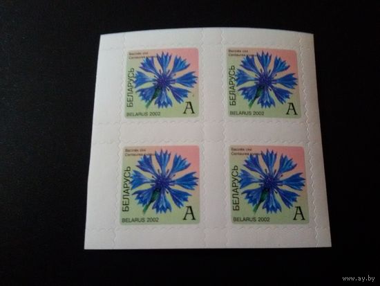 Стандарт 2002. Цветы. Васілек. "А". з. 1697ц-2002. Квартблок (A)