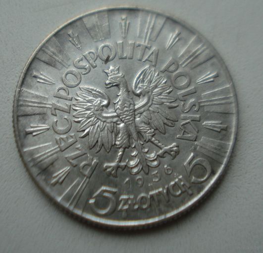 Монета СЕРЕБРО Польша 5 злотых 1936год