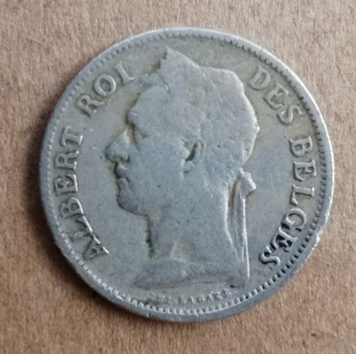 Бельгийское Конго 50 сантимов 1929 г., Надпись на французском - 'ALBERT ROI DES BELGES',  KM# 22