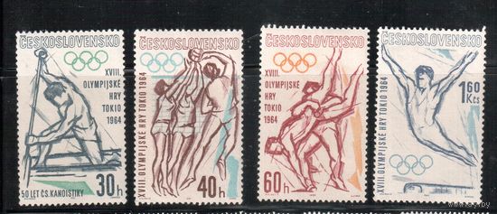 Чехословакия-1963,(Мих.1432-)  **    , Спорт, ОИ-1964,  4 марки