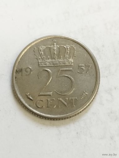 Нидерланды 25 центов 1957