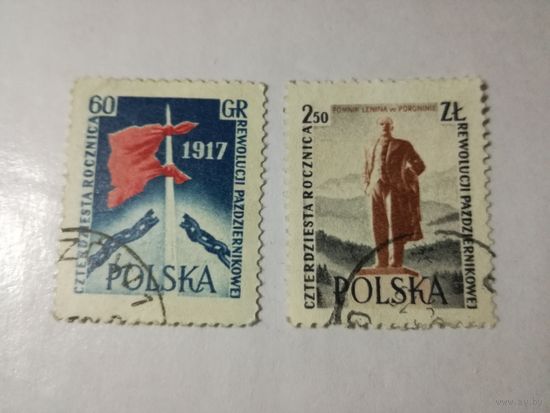 Польша 1957.  40 лет Октябрьской революции. Полная серия.