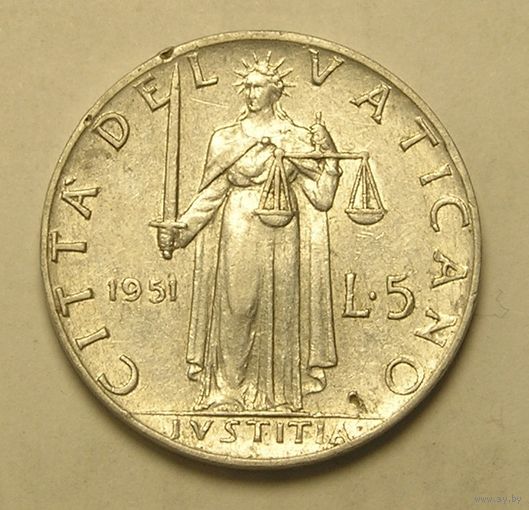 Ватикан, 5 Лир 1951 JUSTITIA