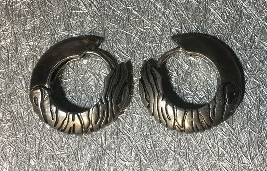 Серьги кольца Сафари проба S 925 серебрение