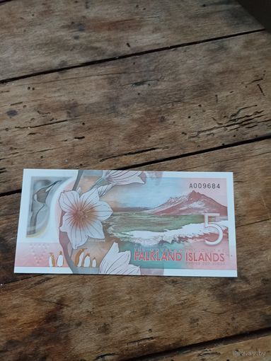 Фолклендские острова 5 фунтов 2025 год( полимер,Карл Третий)