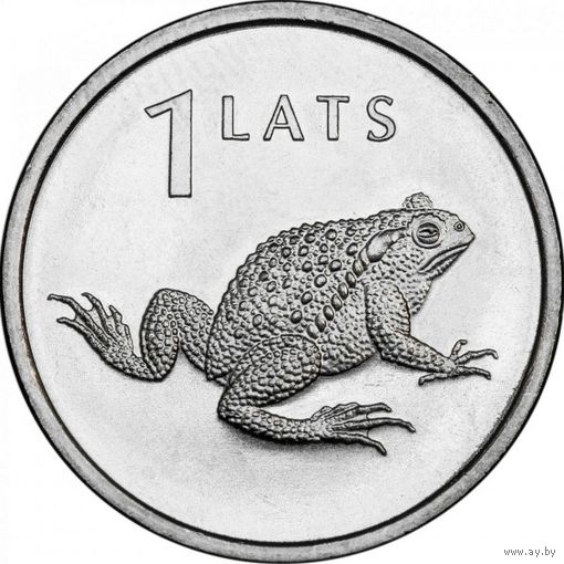Латвия 1 лат, 2010 Лягушка UNC