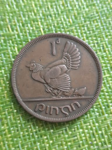 Ирландия 1 пенни 1942 г  Курица с цыплятами