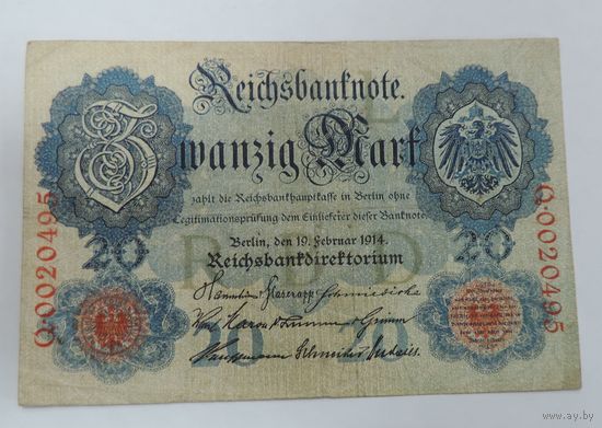 20 марок 1914 г. Германия.