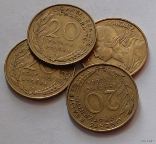 Франция. 20 сантим 1963 года.