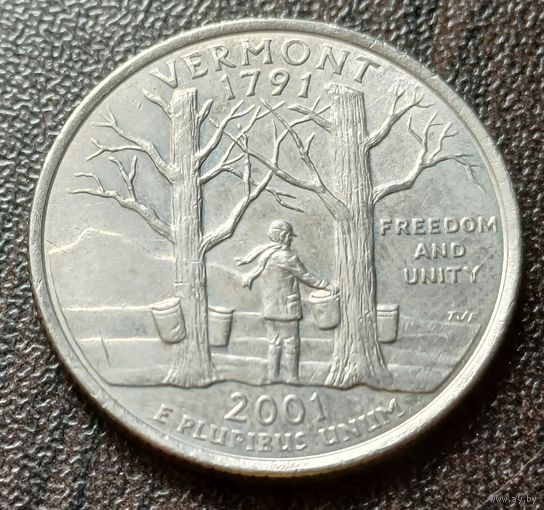 США квотер 2001   D   штата Вермонт   ( 1-4-7 )