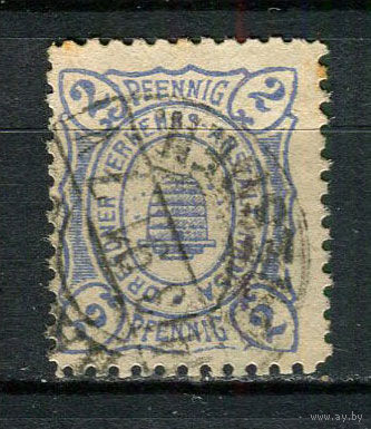Германия - Дрезден (Ганза) - Местные марки - 1890/1891 - Пчелиный улей 2Pf - [Mi.96a] - 1 марка. Гашеная.  (Лот 74Dd)