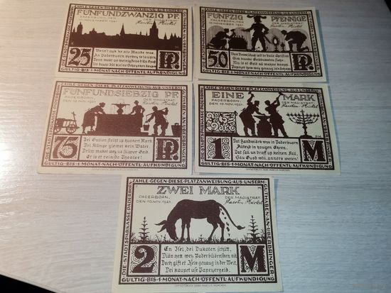 Нотгельды номиналом 25-50-75 пфениннгов, 1 и 2 марки , 1921 года, Падерборн, Германия.