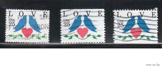 США-1990, (Мих.2073 А+D),   гаш. ,Поздравительная марка (одиночка), 3 зубцовки(1)
