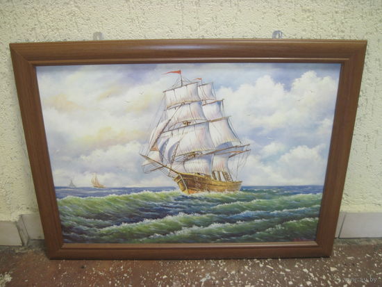 Маринистика. Репродукция картины 2006 г в раме 79х59 см.