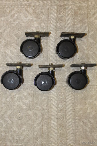 Прочные мебельные колесики массивные новые 5 штук