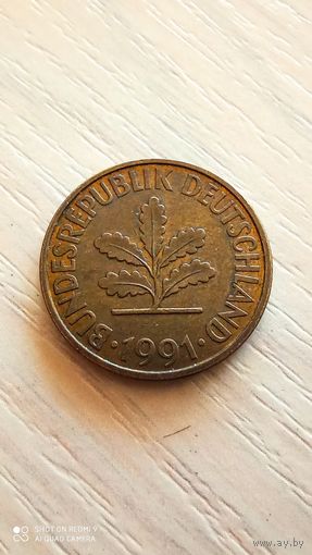 ФРГ 10 пфеннигов 1991г./J/