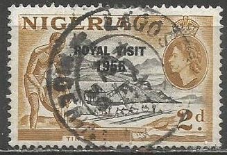 Нигерия. Визит королевы Елизаветы II в страну. Надпечатка на #74. 1956г. Mi#84.