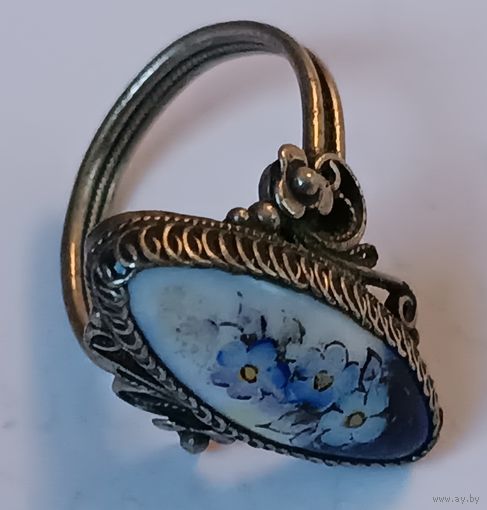 Красивое кольцо. Финифть. Все лоты с 1 рубля!